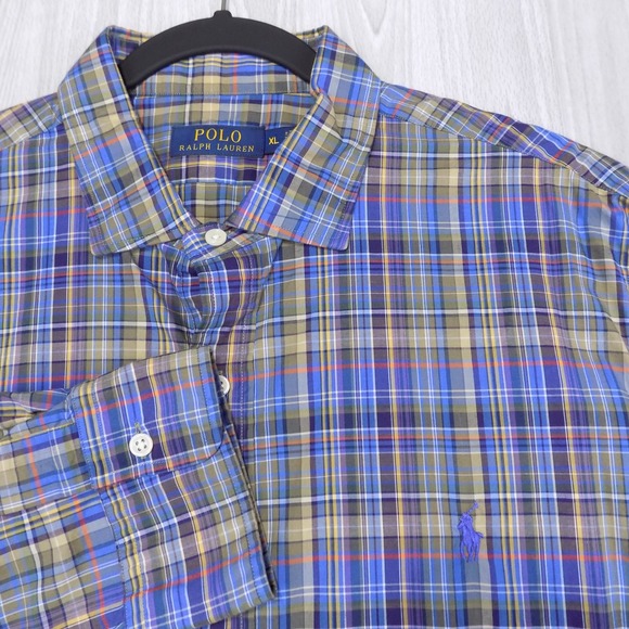 Polo Ralph Lauren Other - Polo Ralph Lauren Plaid Shirt Mens XL Blue Multi Button-Down Long Sleeve‎ EUC